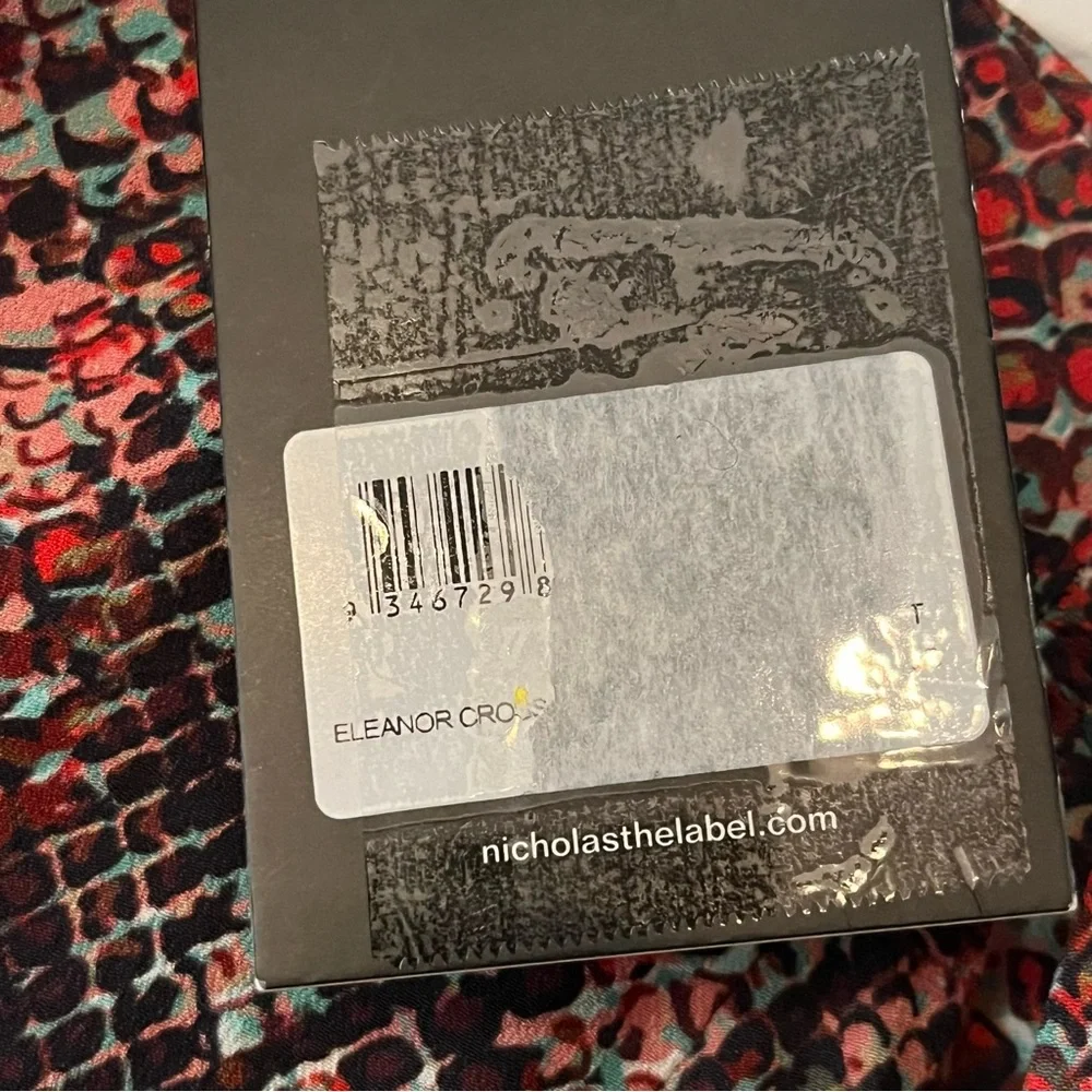 NICHOLAS Eleanor‎ Cross Neck Keyhole Gathered Printed Midi Dress SZ 10 NEW *FLAW - Picture 4 of 16